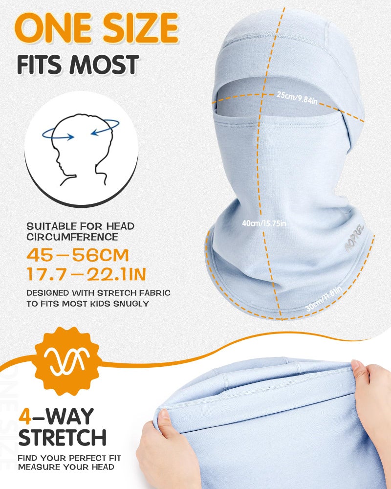 AOPREL Kids Balaclava Ski Mask, Modal Wool Blend Soft Face Mask for Boys & Girls, Windproof Full Face Cover for Cold Weather - Image 5