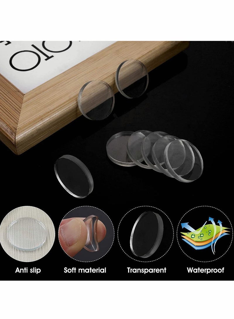 Clear Glass Table Top Bumper Non-Adhesive Pads, Spacer Transparent Round Silicone Door Handle for Doorknobs/Desk/Cabinets/Drawers/Furniture(20 Pcs, 25 x 3 mm)
