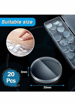 ماركة غير محددة Clear Glass Table Top Bumper Non-Adhesive Pads, Spacer Transparent Round Silicone Door Handle for Doorknobs/Desk/Cabinets/Drawers/Furniture(20 Pcs, 25 x 3 mm)  - Image 3
