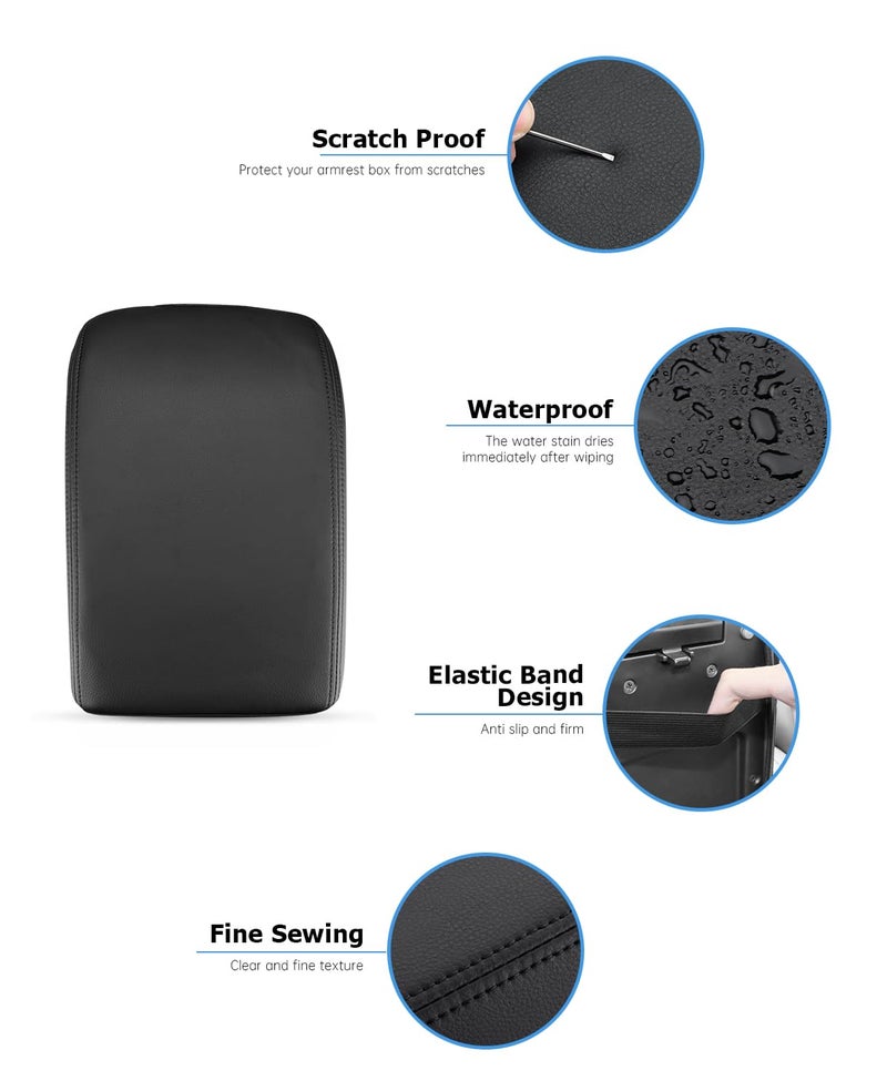 INTGET for 2024 2025 Volkswagen/VW Atlas Center Console Cover Leather Middle Console Arm Rest Cover Central Armrest Lid Protector for 2025 VW Volkswagen Atlas Accessories Cross Sport (Black Leather) - Image 5