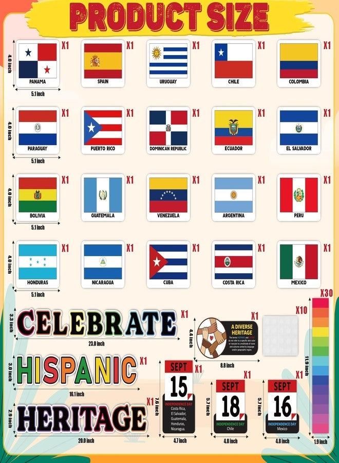 BkeeCten Hispanic Heritage Month Decor - 79pcs Hispanic Heritage Month Latino-American Spanish Paper Cutouts, Bulletin Board Decoration Set Teacher Created Resources Office Home School Classroom Decor - Image 2