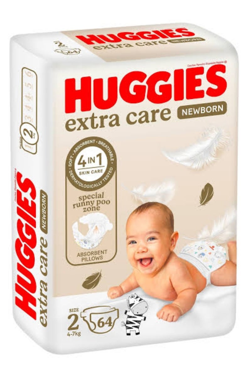 Huggies Huggies Extra care size 2 , 64 Diapers ( 4-7kg)  - Image 1
