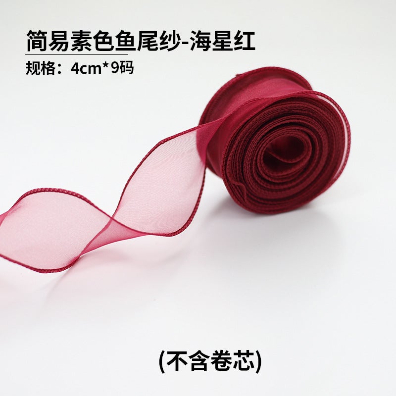 Simple Fishtail Yarn Color Mesh Belt Floral Shop Strap Fishtail Ribbon Gauze Belt Flower Material - Image 1