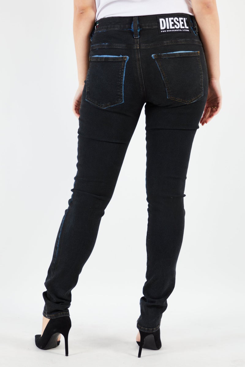 DIESEL Women Skinny Fit Stretchable Denim, Black  - Image 2