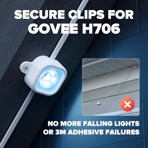 Vokelater 100Pcs Light Clips for Govee H706, Mounting Brackets Compatible with Govee Pro Permanent Outdoor Lights Extension, 200pcs Screws Secure Installation - Image 2