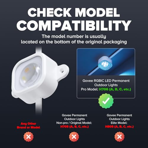 Vokelater 100Pcs Light Clips for Govee H706, Mounting Brackets Compatible with Govee Pro Permanent Outdoor Lights Extension, 200pcs Screws Secure Installation - Image 5