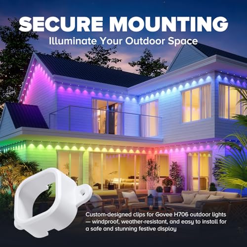 Vokelater 100Pcs Light Clips for Govee H706, Mounting Brackets Compatible with Govee Pro Permanent Outdoor Lights Extension, 200pcs Screws Secure Installation - Image 3