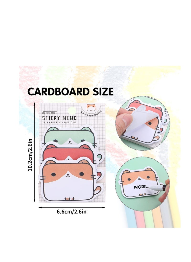 Excefore - Sticky Notes, 6 Pcs Cartoon Animals Self-Stick Notes, Self-Adhesive Memo Pads, for Students Home Office Bookmarks and Index Tab Supplies - Image 1