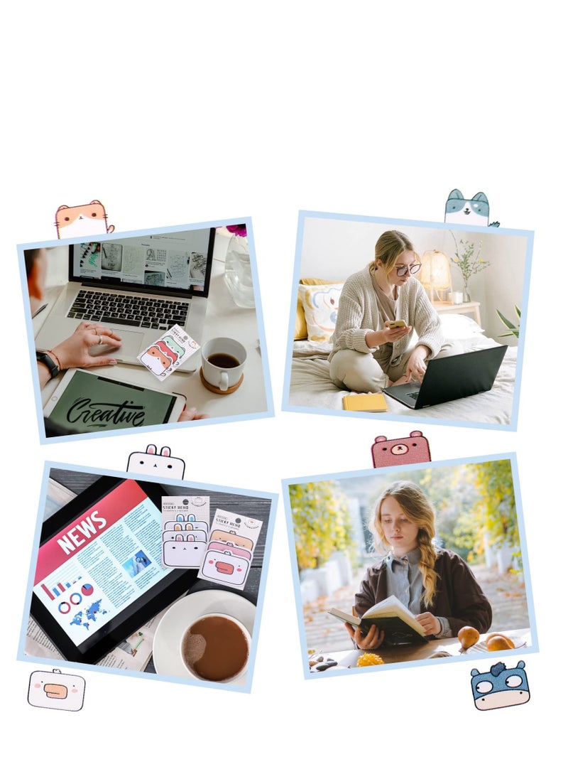 Excefore - Sticky Notes, 6 Pcs Cartoon Animals Self-Stick Notes, Self-Adhesive Memo Pads, for Students Home Office Bookmarks and Index Tab Supplies - Image 1