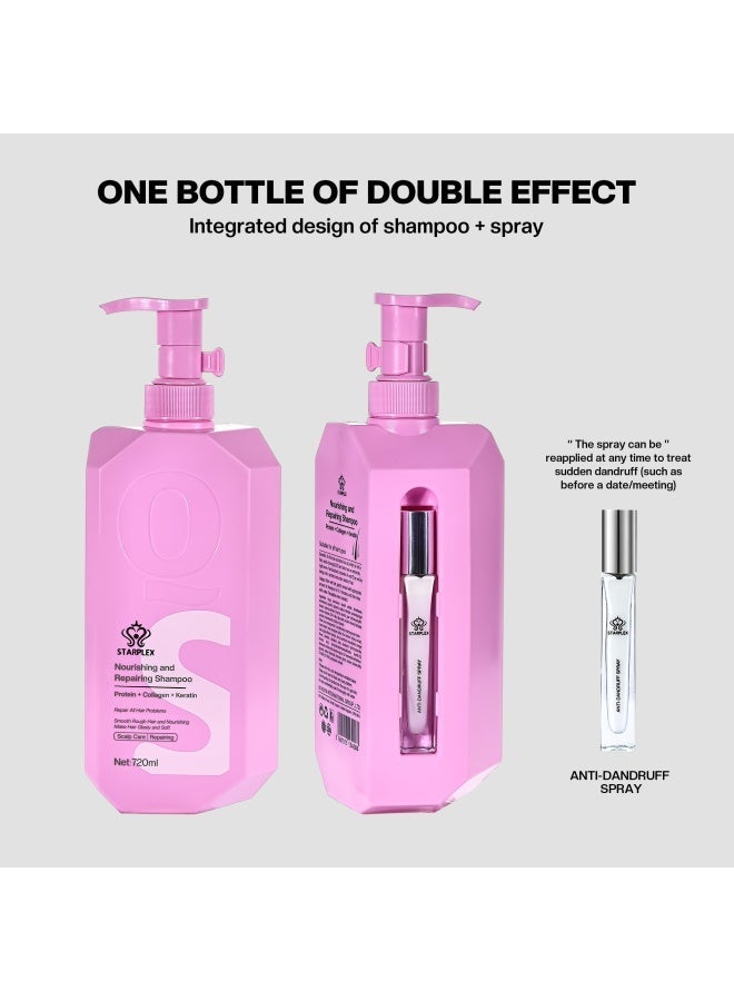 STARPLEX Nourishing Shampoo 720ml - Protein Collagen & Keratin Complex | Scalp Care & Repairing for Damaged Hair | + Free Nourishing & Repairing Spray - Image 4
