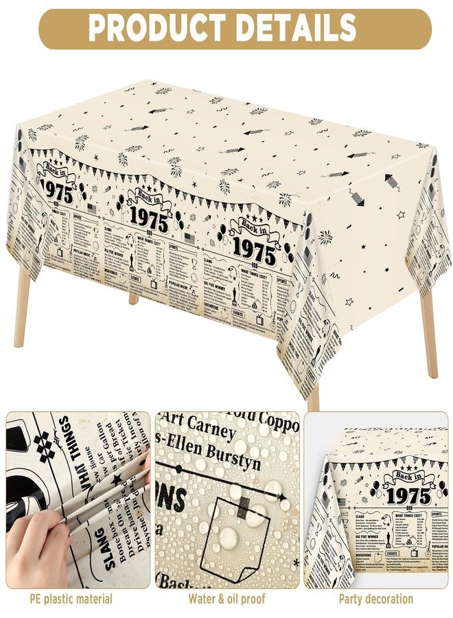 Oitnlaughter 50th Birthday Tableware Set for Back in 1975 Birthday Party Supplies Vintage 50 Year Old Themed Paper Dessert Plates Napkins Tablecloths Serves 24 Guests 1975 Retro 50th Parties Decorations Favors - Image 4
