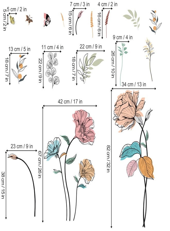 wondever Watercolor Flower Wall Stickers Colorful Wildflower Floral Peel and Stick Wall Art Decals for Living Room Bedroom TV Wall - Image 4
