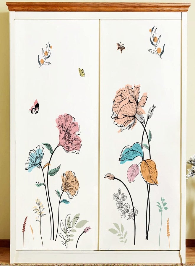 wondever Watercolor Flower Wall Stickers Colorful Wildflower Floral Peel and Stick Wall Art Decals for Living Room Bedroom TV Wall - Image 3