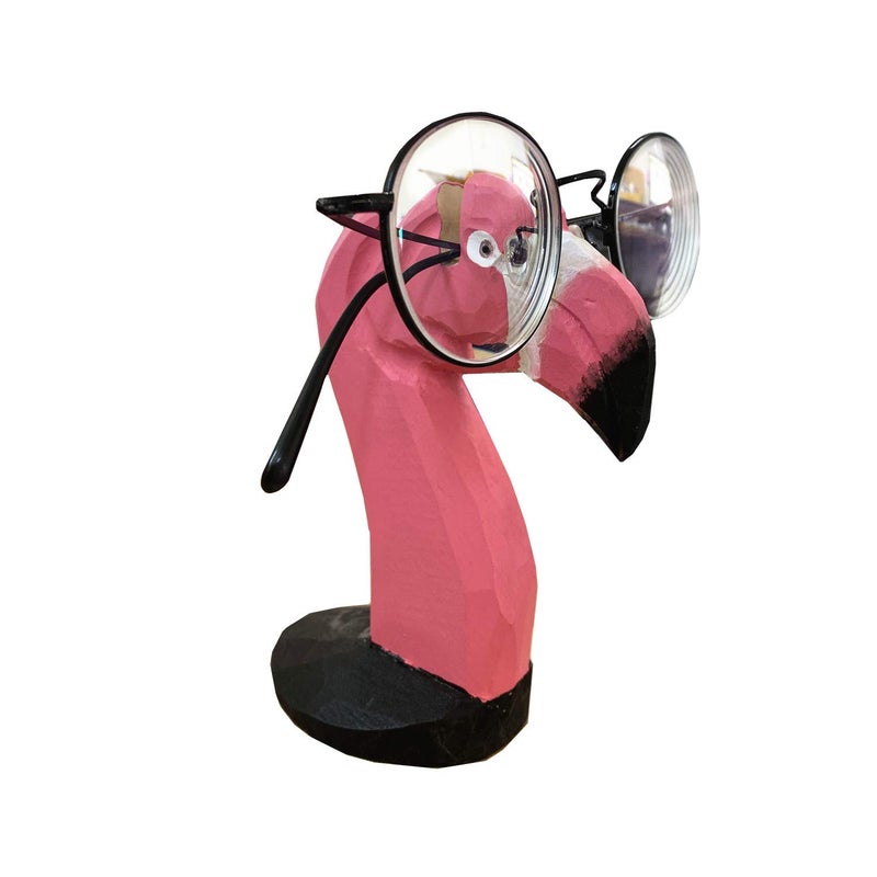 TANG SONG TANG SONG Creative Wood Hand Carved Eyeglass Holder Handmade Nose Flamingo Stand for Office Desk Home Decor Gifts 