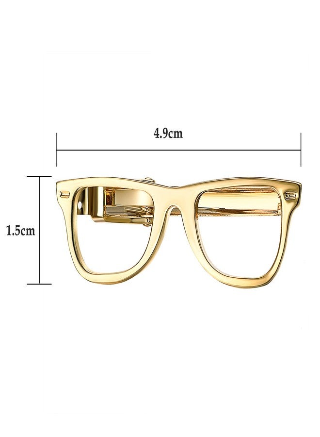 Yoursfs Glasses Tie Clip Set For Men Gold Color Moutache Tie Bar Clips for Men Personaized Slim Tie Pins - Image 3