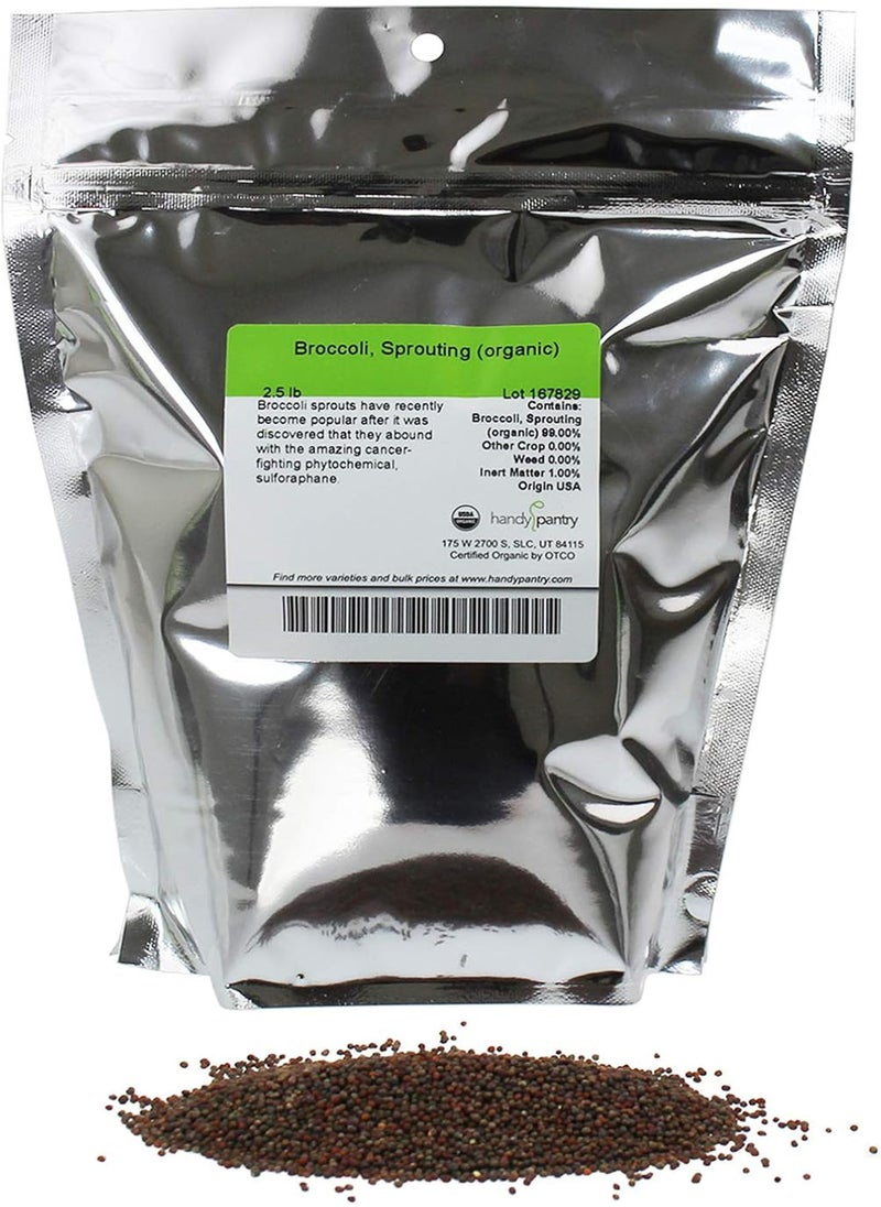 Organic Broccoli Sprouting Seeds by  | 2.5 Pound Resealable Bag | Bulk Non-GMO Broccoli Sprouts Seeds, Contain Sulforaphane