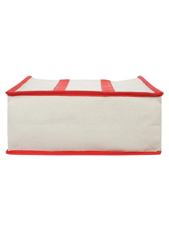 Kuber Industries Kuber Industries Heavy Duty Canvas Shopping Bags | Reusable Tote Vegetable Organizer for Market | Foldable and Portable Handbag with Zip | Carry Bag and Thela for Grocery | Sabji | Travelling (Red) - Image 4