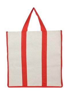 Kuber Industries Kuber Industries Heavy Duty Canvas Shopping Bags | Reusable Tote Vegetable Organizer for Market | Foldable and Portable Handbag with Zip | Carry Bag and Thela for Grocery | Sabji | Travelling (Red)  - Image 2
