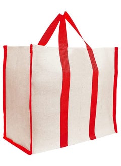 Kuber Industries Kuber Industries Heavy Duty Canvas Shopping Bags | Reusable Tote Vegetable Organizer for Market | Foldable and Portable Handbag with Zip | Carry Bag and Thela for Grocery | Sabji | Travelling (Red)  - Image 1