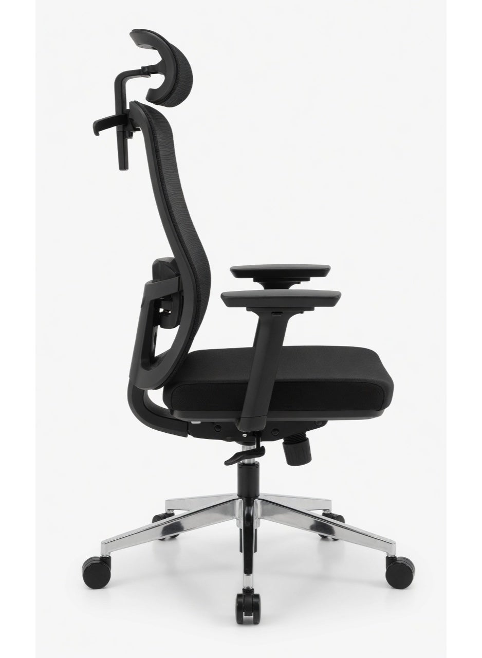 FURALUX Ergonomic High-Back Mesh Office Chair with Adjustable Headrest & Lumbar Support - Black Breathable Executive Desk Chair for Home Office & Work