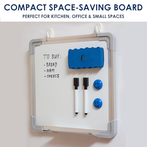 Navy Penguin Whiteboard Set - 12 x 12 in Dry Erase Board with 1 Magnetic Dry Eraser, 4 Dry Wipe Markers and 4 Magnets - Small White Board Wall Hanging Marker Board for Home and Office (12x12) - Image 3