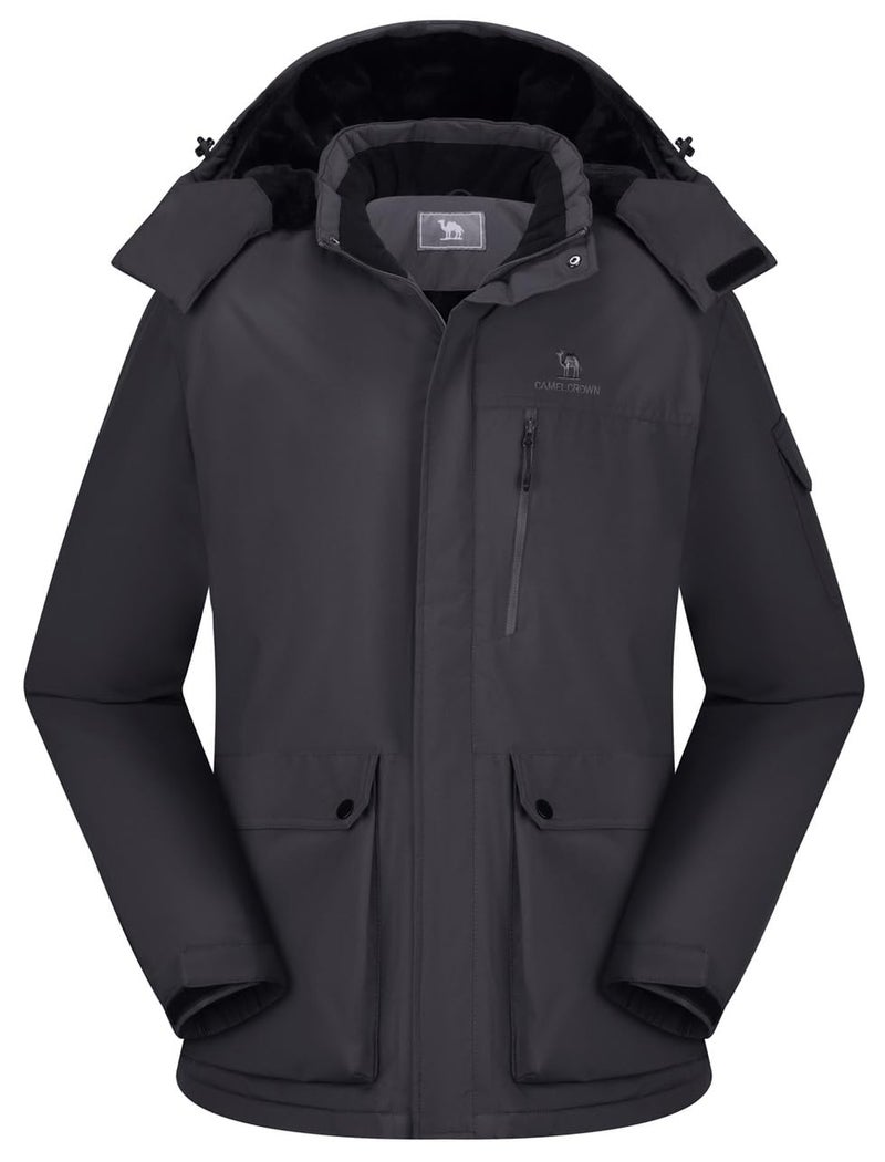 CAMEL CROWN Men's Waterproof Ski Jackets Winter Coats Snow Jacket Adjustable Fleece Windbreaker Windproof Outdoor Hiking Rain Jackets with Hooded Black S - Image 1
