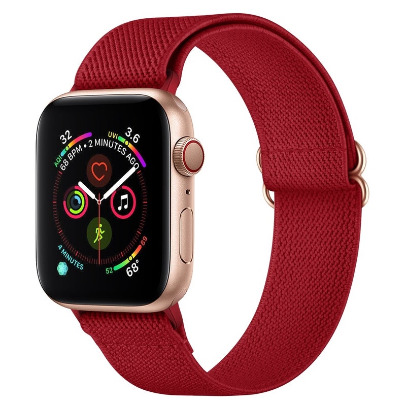 erorex Polyester Nylon Watch Band For Apple Watch Ultra 49Mm&Watch Ultra 2 49Mm / Series 9&8&7 45Mm / Se 3&Se 2&6&Se&5&4 44Mm / 3&2&1 42Mm( Red) - Image 1