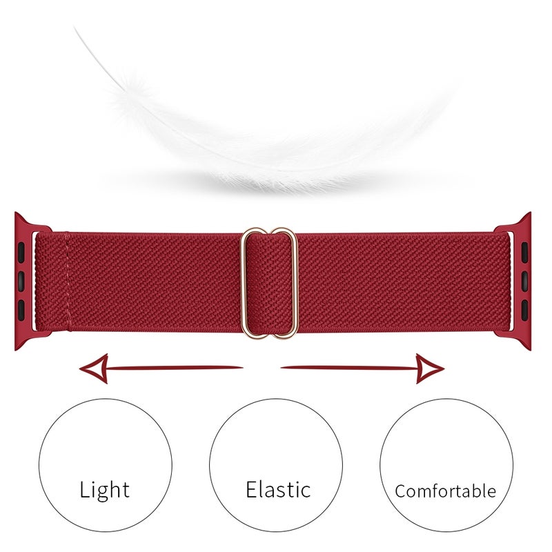erorex Polyester Nylon Watch Band For Apple Watch Ultra 49Mm&Watch Ultra 2 49Mm / Series 9&8&7 45Mm / Se 3&Se 2&6&Se&5&4 44Mm / 3&2&1 42Mm( Red) - Image 2
