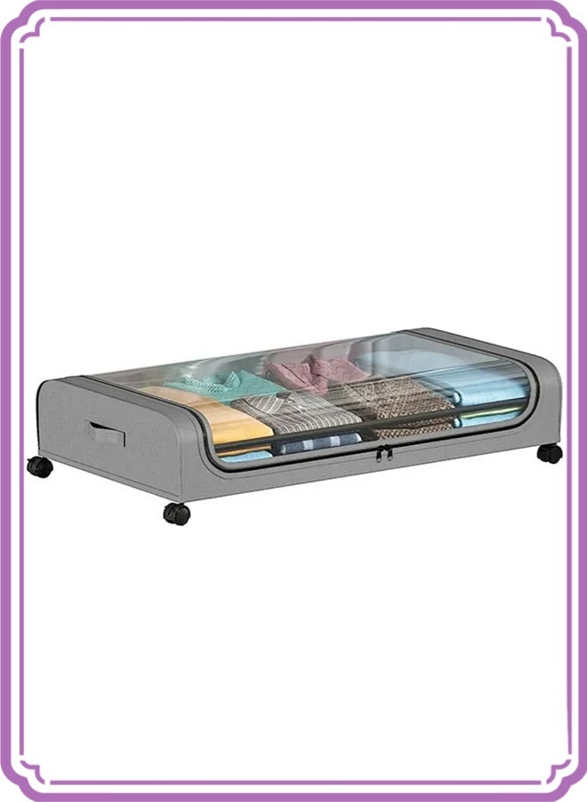 أبيكس صندوق تخزين تحت السرير مع عجلات وغطاء ، صناديق تنظيم الملابس والأحذية الكبيرة، أدراج دوارة، حاويات لتخزين البطانيات والألعاب - Image 1