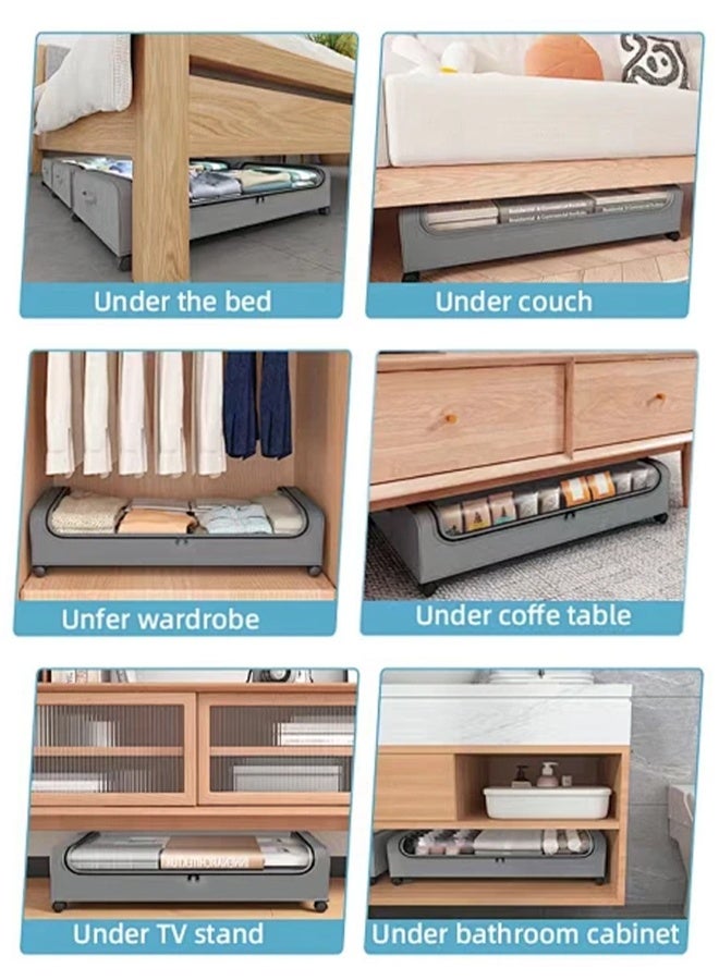 أبيكس صندوق تخزين تحت السرير مع عجلات وغطاء ، صناديق تنظيم الملابس والأحذية الكبيرة، أدراج دوارة، حاويات لتخزين البطانيات والألعاب - Image 4