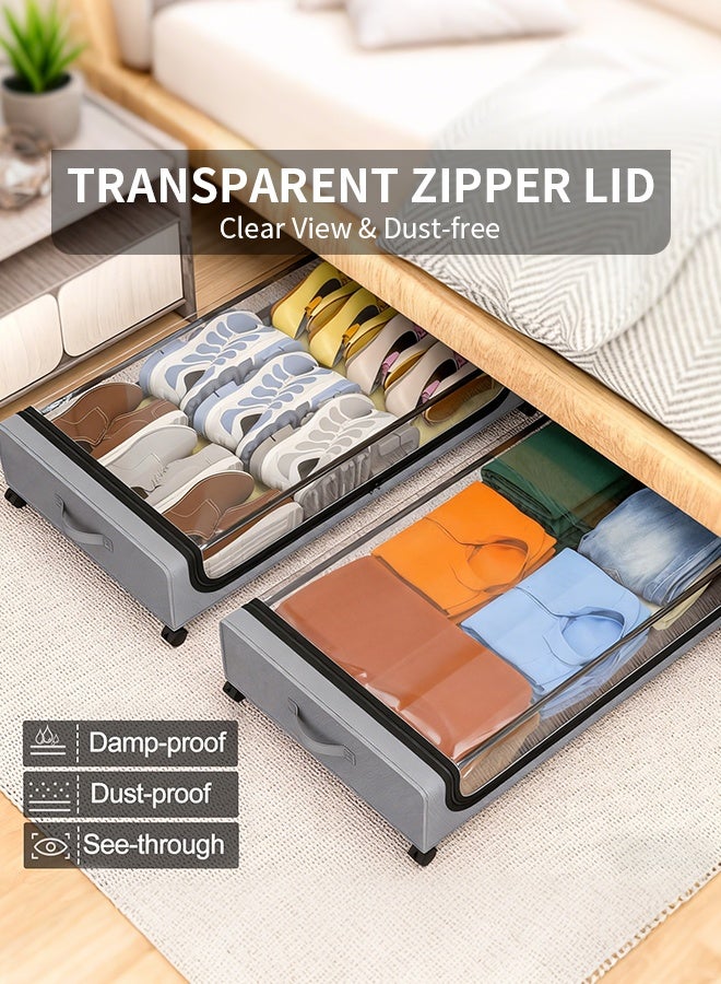 أبيكس صندوق تخزين تحت السرير مع عجلات وغطاء ، صناديق تنظيم الملابس والأحذية الكبيرة، أدراج دوارة، حاويات لتخزين البطانيات والألعاب - Image 5