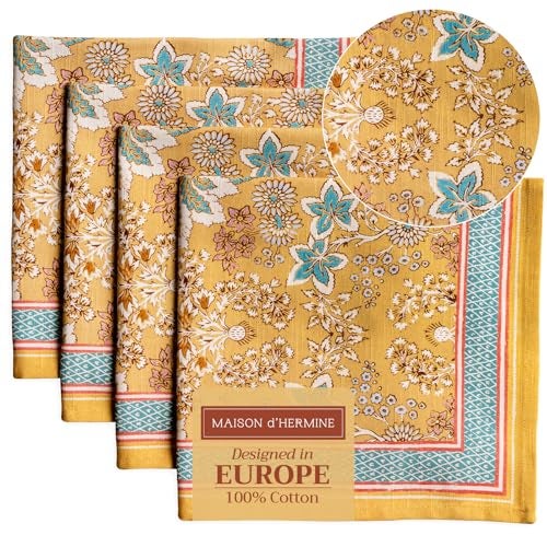 Maison d' Hermine Maison d Hermine Cloth Napkins Set of 4 100 Cotton Everyday Reusable Square Napkins Cloth Washable Dinner Party Wedding Restaurant SpringSummer Marquise 20 x 20