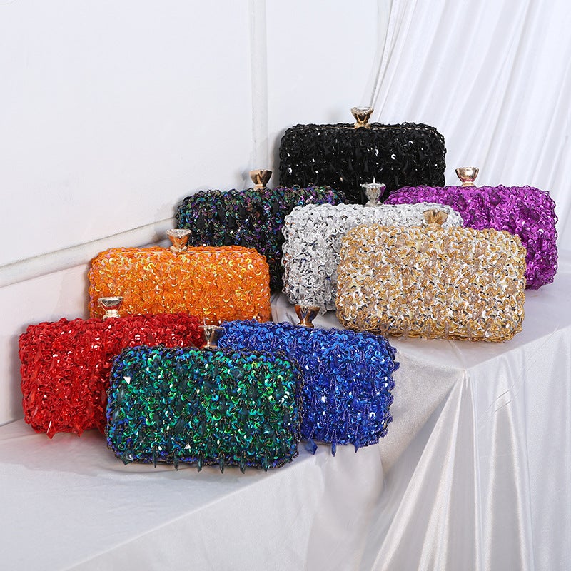 Evening Bag New Handmade Beaded Embroidered Bag Beaded Evening Bag Vertical Small Square Bag Banquet Dress Women'S Portable - Image 2