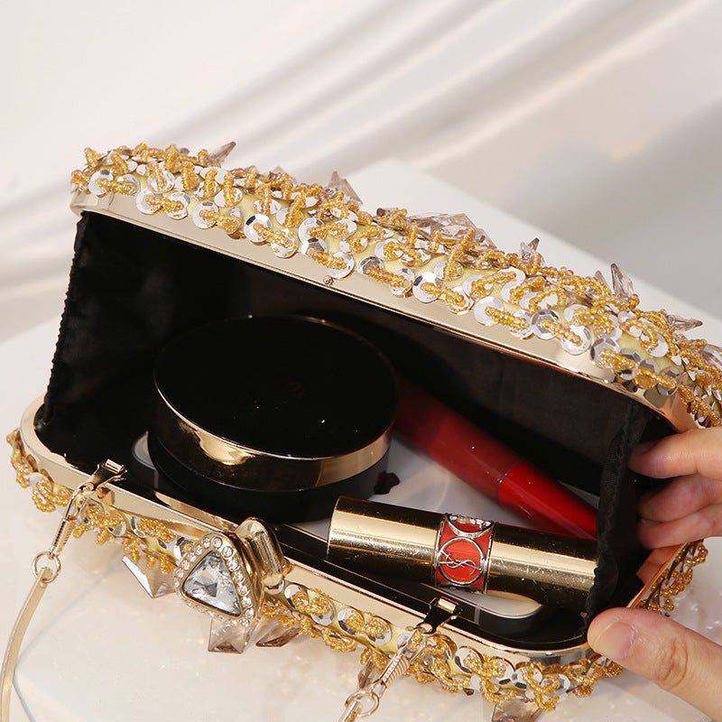 Evening Bag New Handmade Beaded Embroidered Bag Beaded Evening Bag Vertical Small Square Bag Banquet Dress Women'S Portable - Image 5