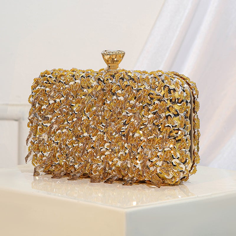 Evening Bag New Handmade Beaded Embroidered Bag Beaded Evening Bag Vertical Small Square Bag Banquet Dress Women'S Portable - Image 3