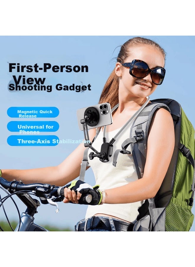 Medu First-person View Cycling Fixed Mount Magnetic Neck-hanging Phone Holder Travel Fishing Chest Mount Anti-shake Camera Front Chest Mount - Image 2