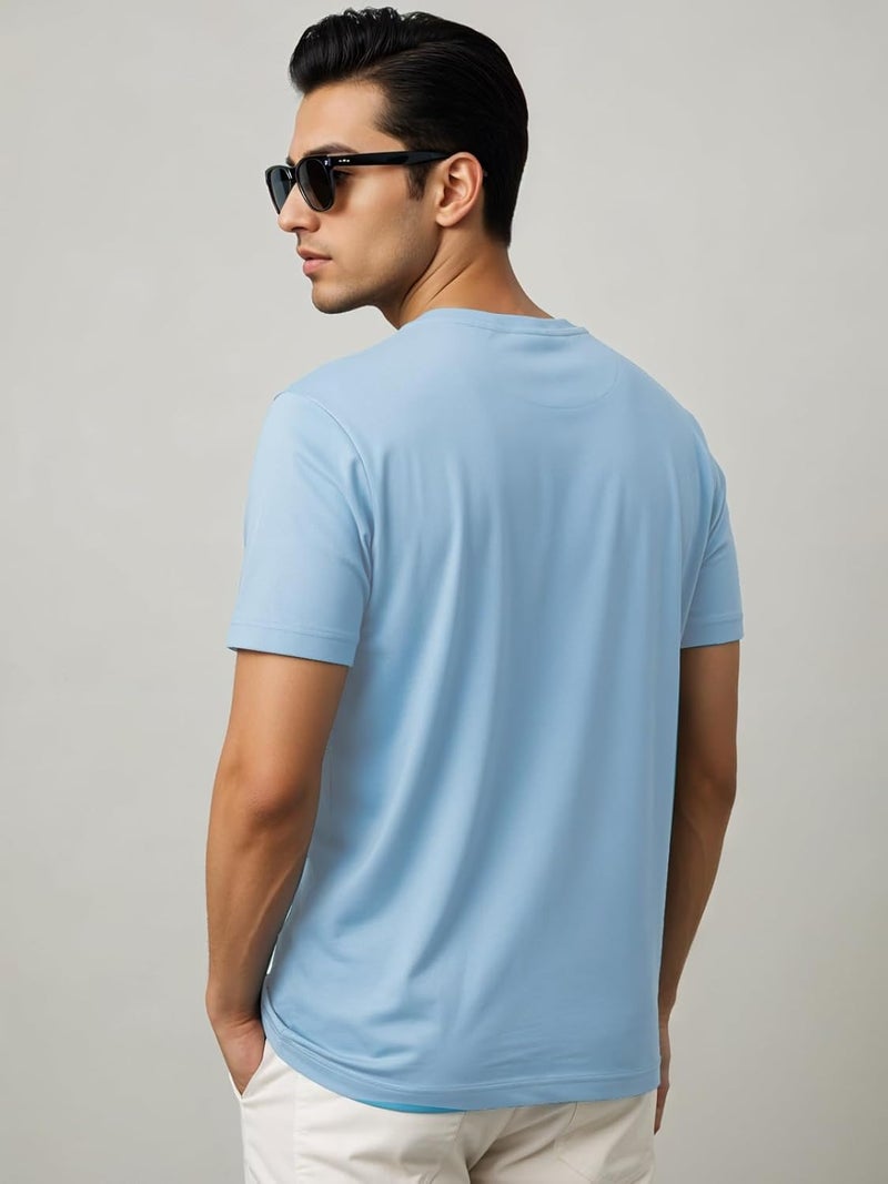 ADRO Men's Sky Blue Motivational Printed T-Shirt - Believe in Yourself Graphic, Regular Fit, Cotton Lycra Stretch Fabric - Image 3