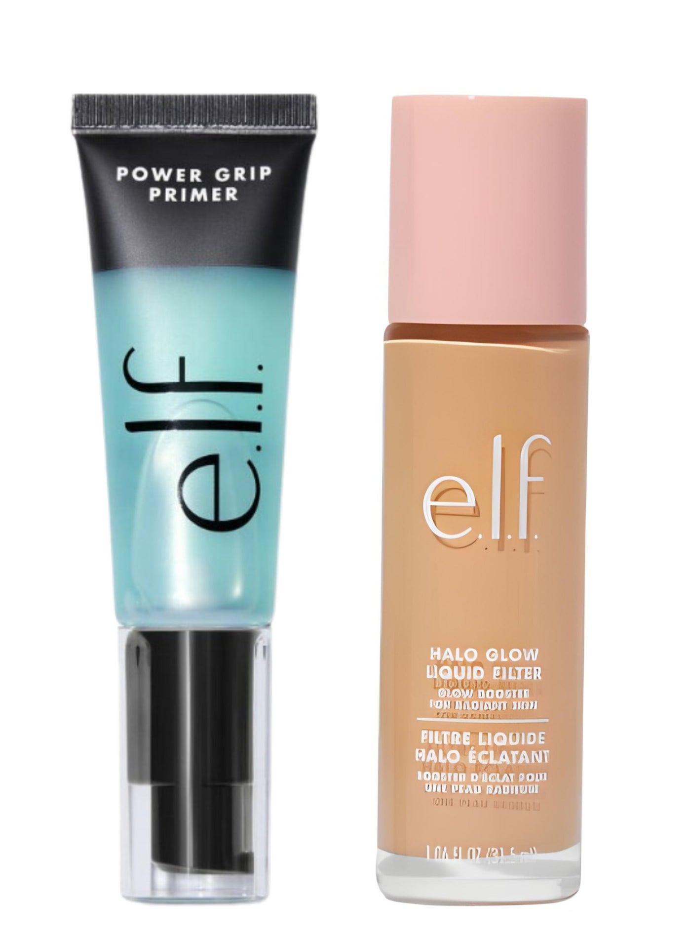 E.L.F. COSMETICS Power Grip Primer And Halo Glow Liquid Filter 2 Fair Light Makeup Foundation Duo For Bright And Smooth Skin And Long Lasting Makeup Fixation