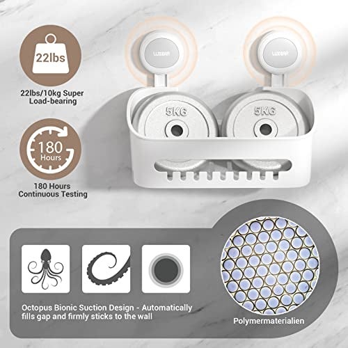 LUXEAR 4 Pack Shower Caddy Set - Suction Cup Shower Shelf+Soap Dish+Hooks - 1 Sec Installation NO-Drill Removable Powerful Waterproof Organizer - Image 4