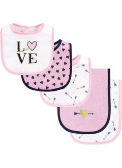 hudson baby Hudson Baby Unisex Baby Cotton Terry Bib and Burp Cloth Set, Love, One Size 
