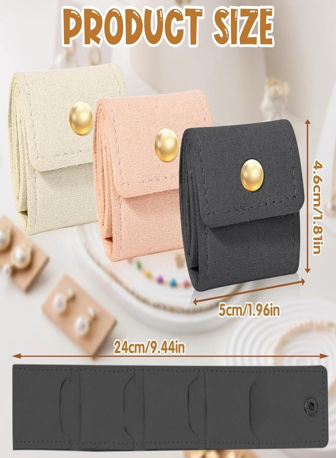 STARFLYER Mini Travel Jewelry Storage Bag, Foldable Gym Jewelry Organizers Holder Case with Snap, Small Ring Earring Necklace Storage Roll Pouch with Multi-compartment for Women girl (MULTICOLOR) - Image 2