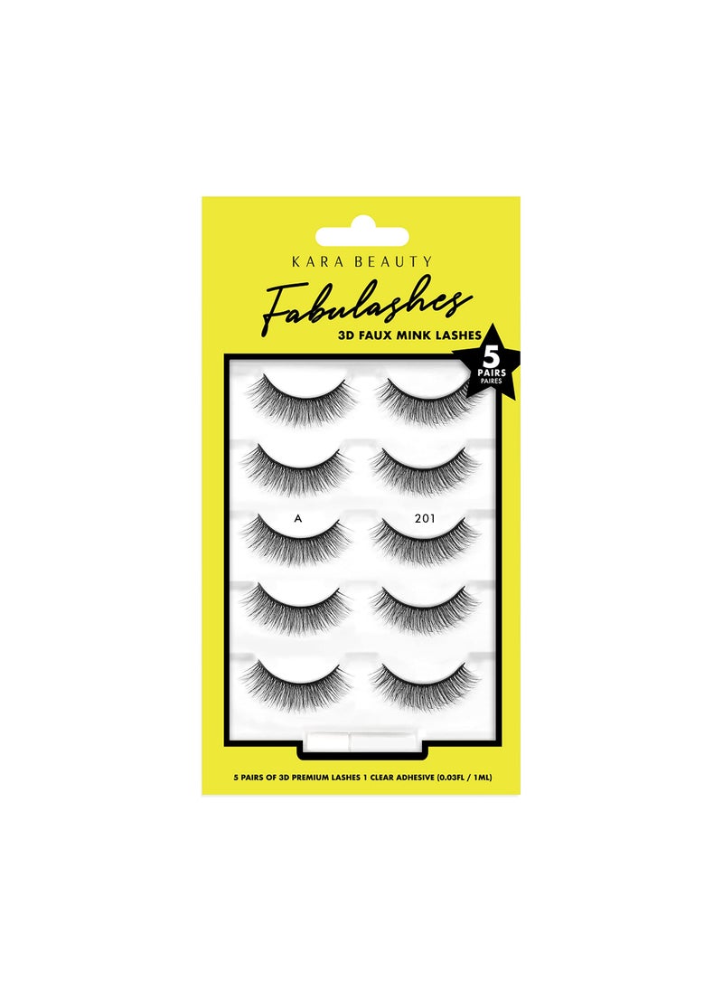 Kara Beauty KARA BEAUTY FABULASHES 5 IDENTICAL PAIRS Multi-pack 3D Faux Mink False Eyelashes - Style KA5201 