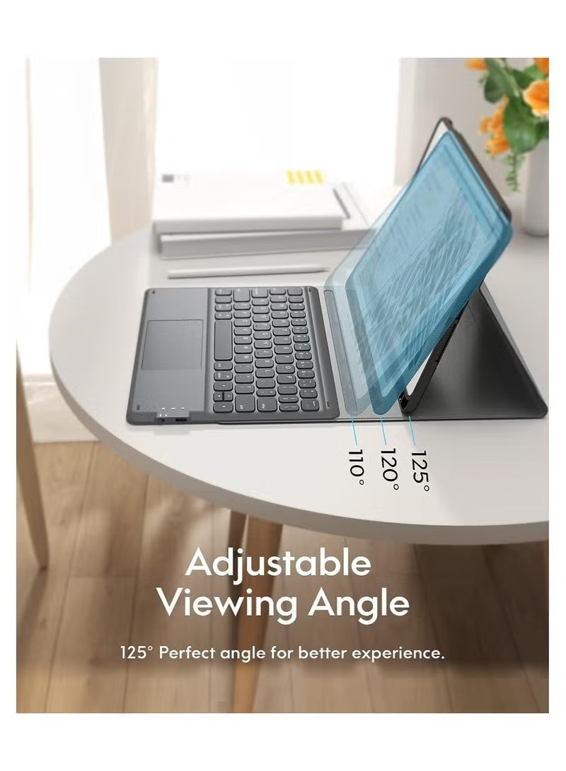 جينيكست لوحة مفاتيح iPad من الجيل التاسع، لوحة مفاتيح لجهاز iPad من الجيل الثامن/السابع مقاس 10.2 بوصة، لوحة تتبع ذكية، لاسلكية مع حامل قلم، غطاء لوحة مفاتيح قابل للطي لجهاز iPad من الجيل التاسع/الثامن/السابع مقاس 10.2 بوصة، أسود - Image 5
