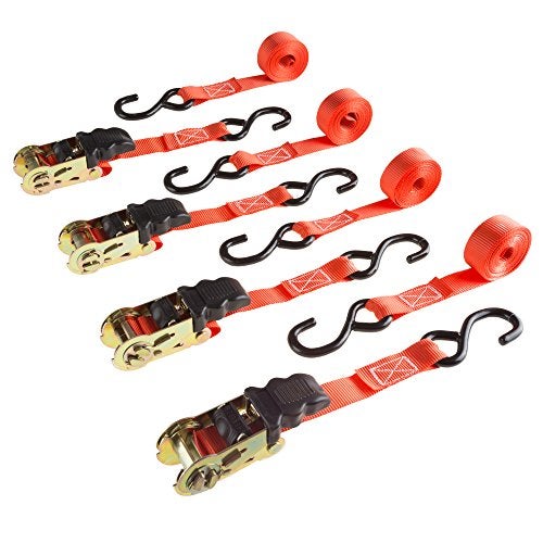 Stalwart 4-Pack Ratchet Tie-Down Straps - 10-Feet 1500lb Break Strength Cargo Straps for Camping, Hunting, Moving, Trailers, and Roof Racks by Stalwart - Image 1