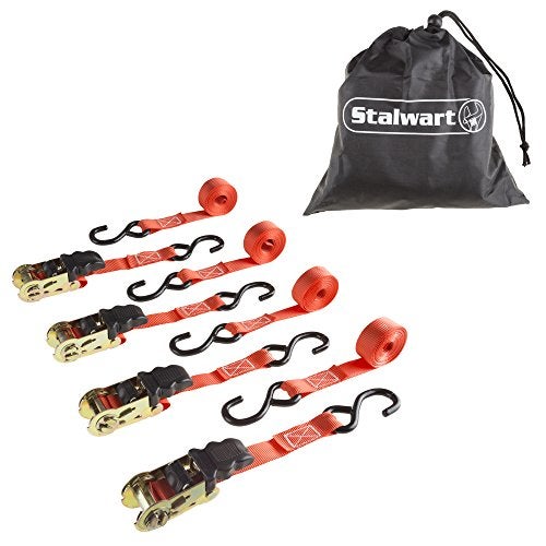 Stalwart 4-Pack Ratchet Tie-Down Straps - 10-Feet 1500lb Break Strength Cargo Straps for Camping, Hunting, Moving, Trailers, and Roof Racks by Stalwart - Image 2