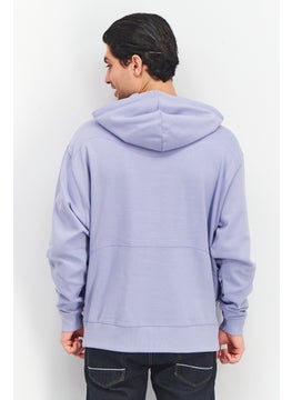 Asos Design Men Drawstring Hooded Plain Sweatshirt, Dusty Blue  - Image 3