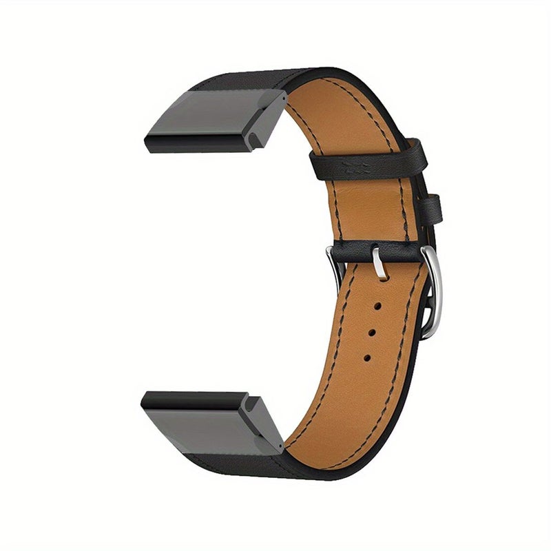 Black Pu Leather Watch Band for Garmin Fenix 8 51mm 7X 6X 5X - Image 1