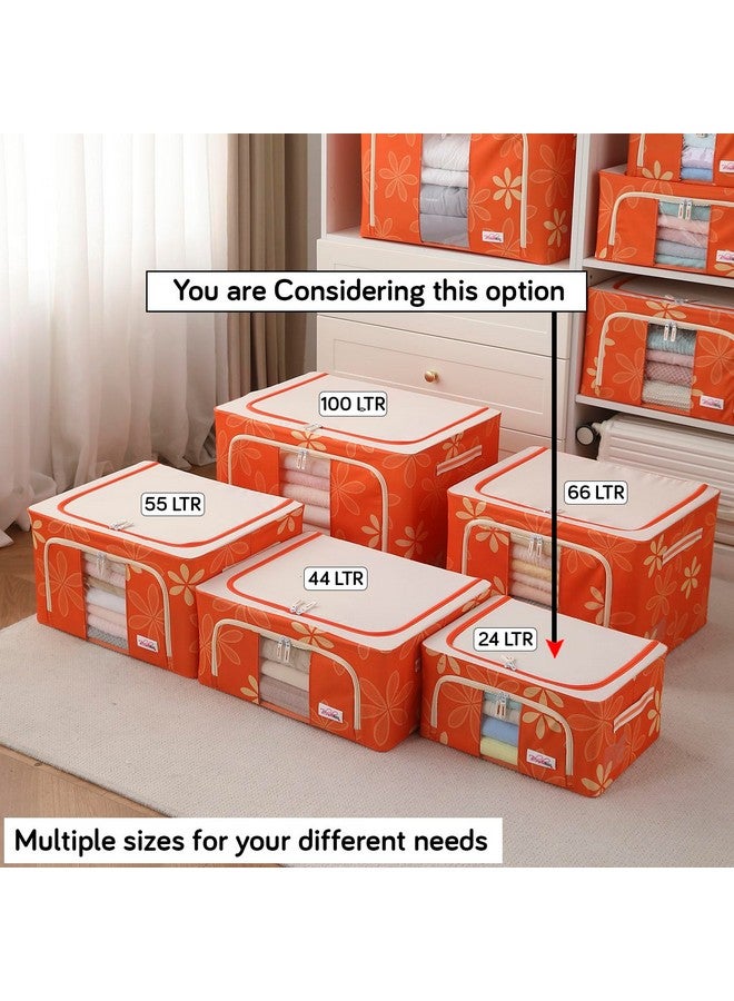 BlushBees Living Box - Storage Boxes for Clothes, Shirts, Saree Cover - 24 Litre, Pack of 1, Orange (Oxford fabric) - Image 4
