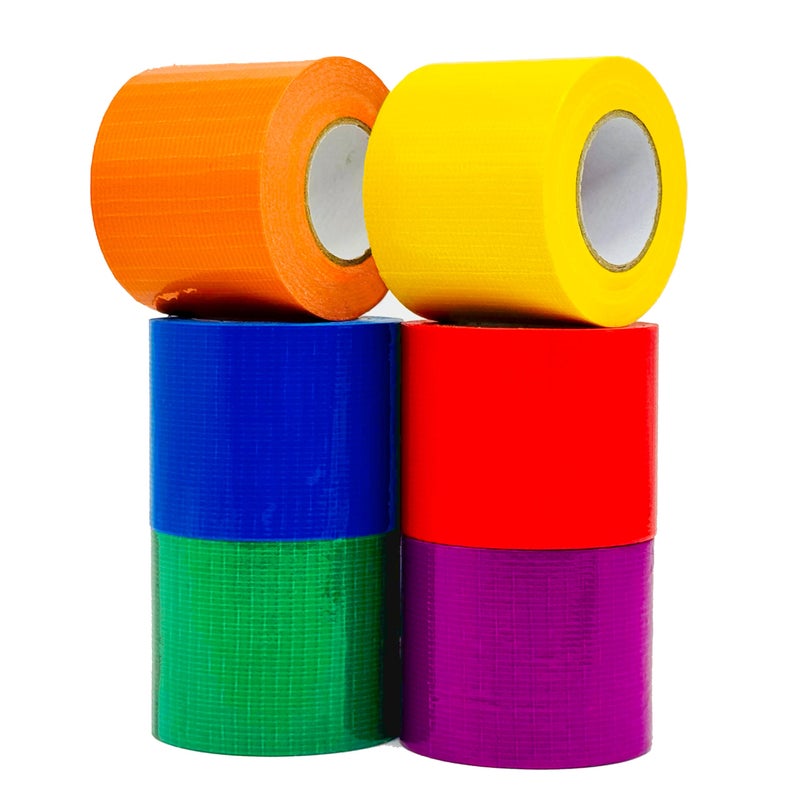 SWRT 6-Pack Rainbow Colored Duct Tape 10 Yards x 2 Inch Heavy Duty, Waterproof Color Duct Tape Tear by Hand, Strong Adhesion No Residue for DIY, Packing, Marking and Arts & Crafts - Image 1