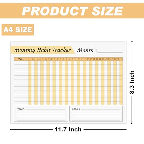 True Flair Trueflair Monthly Habit Tracker (A4 Size,13 Sheets) Undated Planner Sheets With Goals For Self Improvement (Design 1) - Image 4